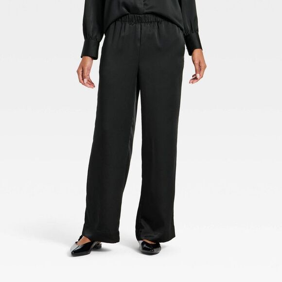 A New Day Pants - A New Day - Women's Satin Pull-On Pants - A New Day Black XS Black